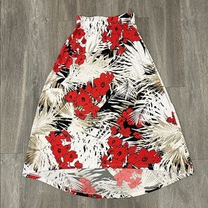 Chico's Red Floral A-Line Skirt